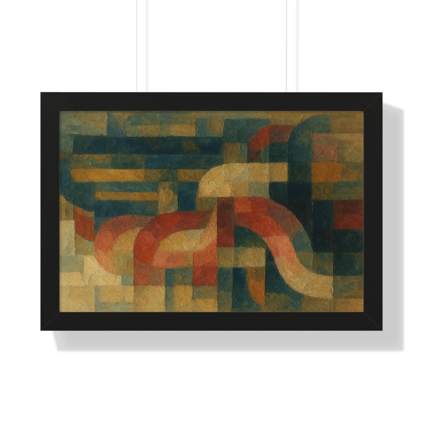 Abstract Geometric Wall Art, Framed Horizontal Art, Modern Home Decor, Living Room Art, Unique Gift for Art Lovers