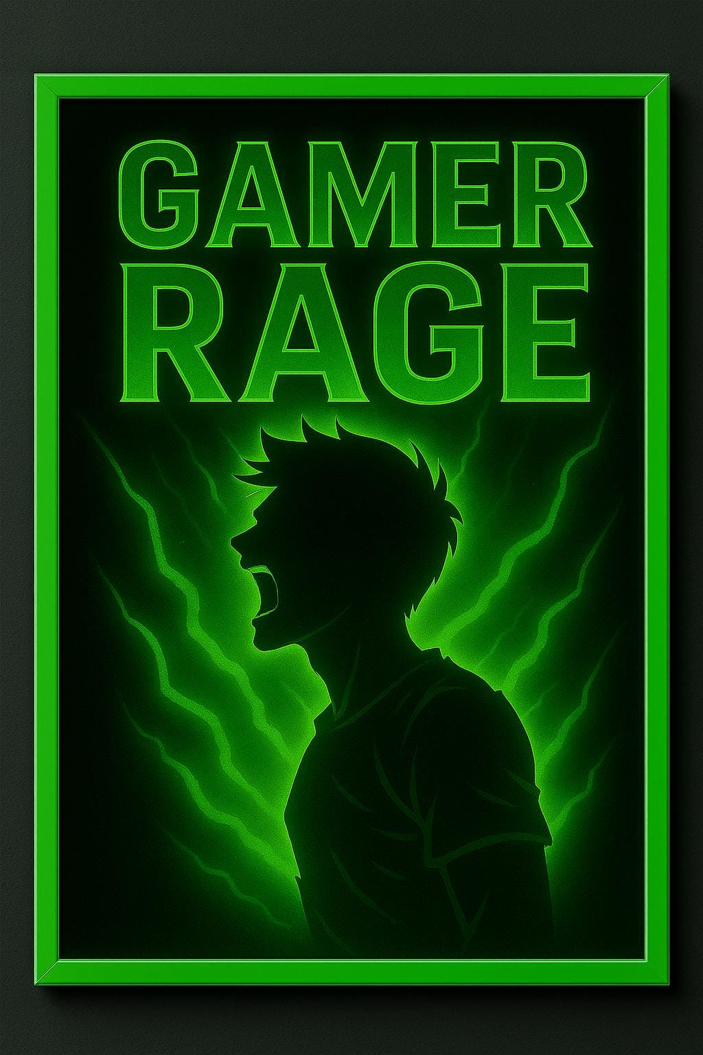 Gamer Rage | Neon Green Gaming Wall Art | Digital Download | Video Game Room Decor | E sports Poster | RGB Gaming Aesthetic