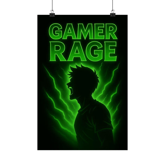 Gamer Rage Wall Art, Gaming Poster, Matte Vertical Print, Video Game Decor, Gift for Gamers, Room Decoration