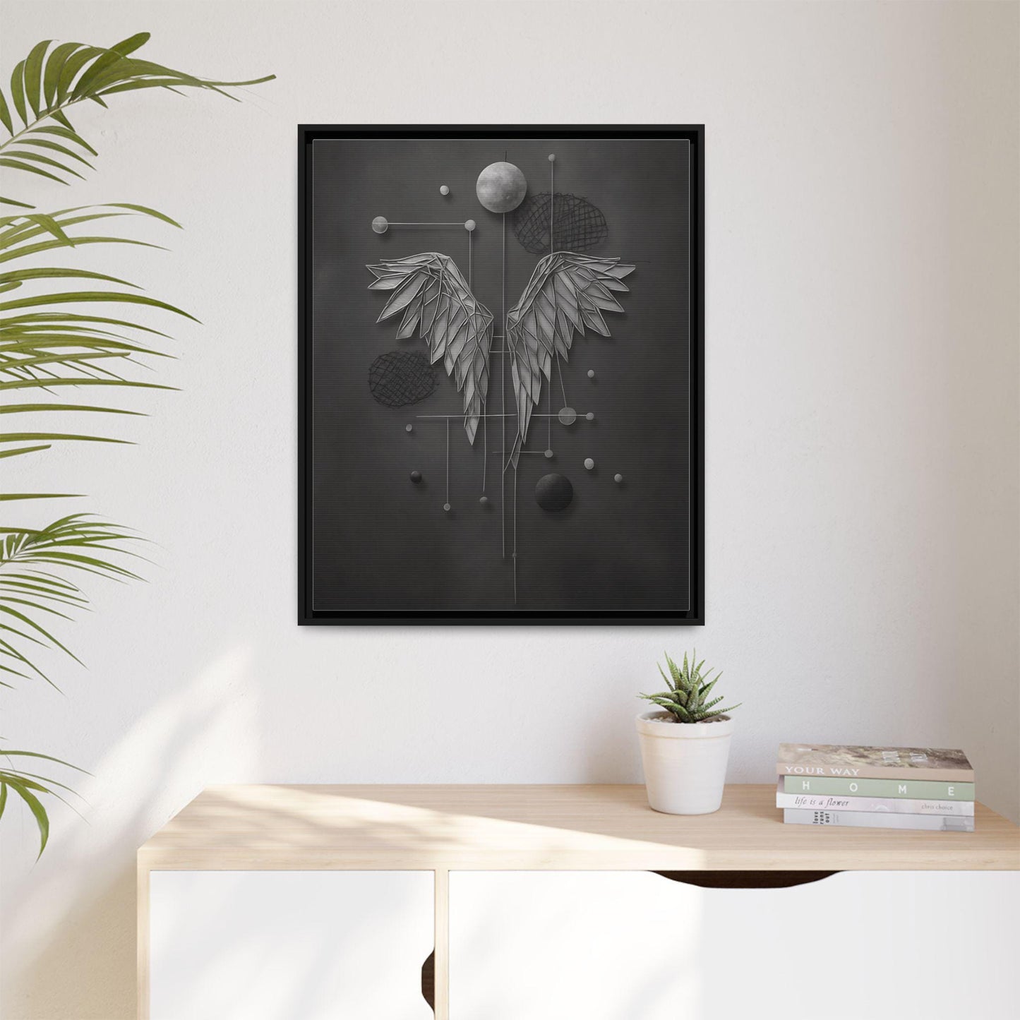 Framed Canvas Art, Modern Wall Decor, Angel Wings Artwork, Home Decoration, Gift for Art Lovers, Thoughtful Housewarming Gift