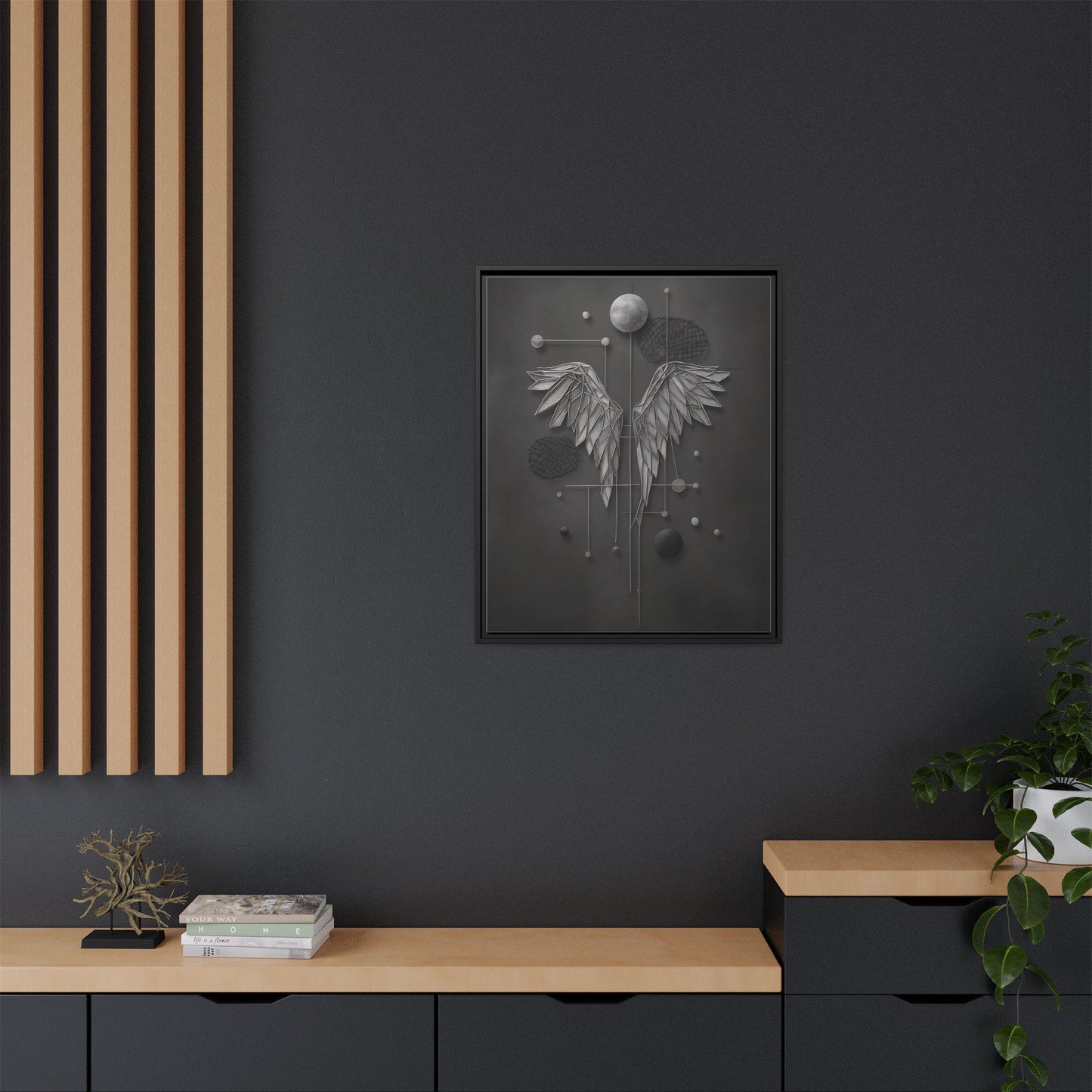 Framed Canvas Art, Modern Wall Decor, Angel Wings Artwork, Home Decoration, Gift for Art Lovers, Thoughtful Housewarming Gift