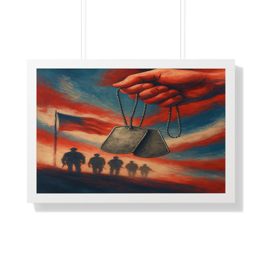 Patriotic Framed Horizontal Poster - Military Tribute Art, Home Decor, Veteran's Day Gift, Wall Art for Soldiers, Memorial Day Decoration