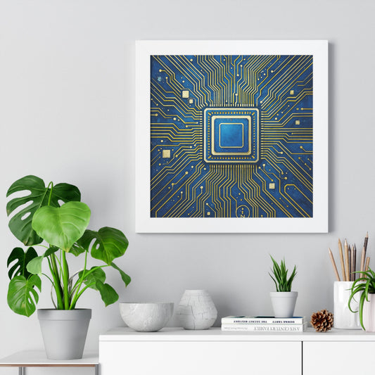 Tech-Inspired Framed Poster Art, Modern Wall Decor, Digital Circuit Artwork, Geek Gift, Tech Enthusiast Decoration, Unique Home Decor