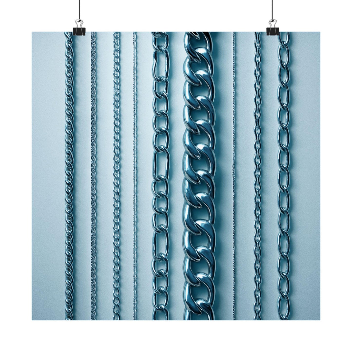 Industrial Chain Wall Art Poster, Matte Vertical Poster for Home Decor, Modern Metal Print for Office, Unique Gift, Minimalist Decor