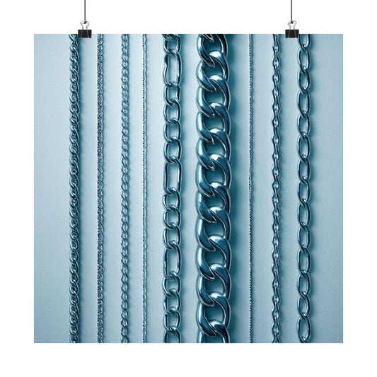 Industrial Chain Wall Art Poster, Matte Vertical Poster for Home Decor, Modern Metal Print for Office, Unique Gift, Minimalist Decor