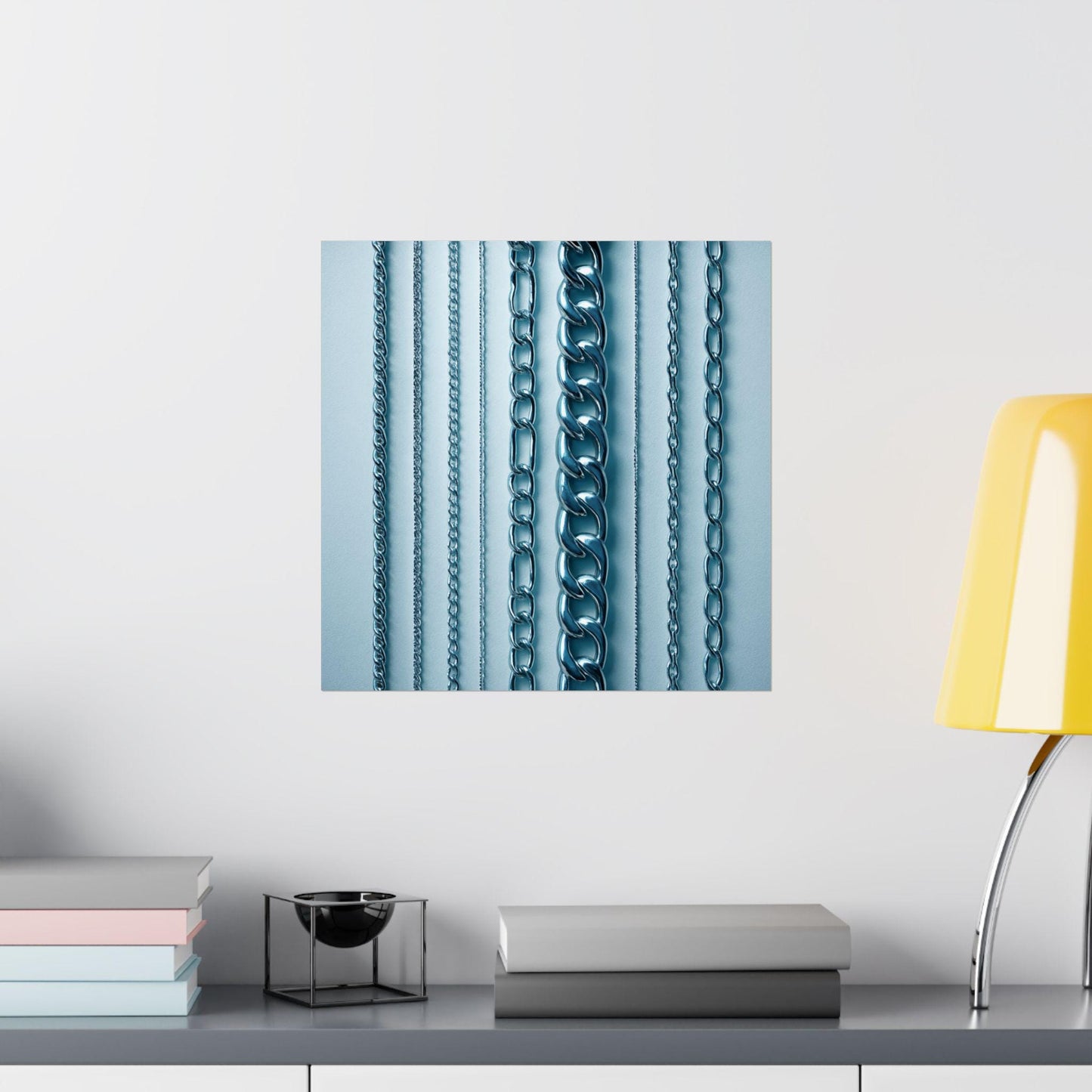 Industrial Chain Wall Art Poster, Matte Vertical Poster for Home Decor, Modern Metal Print for Office, Unique Gift, Minimalist Decor