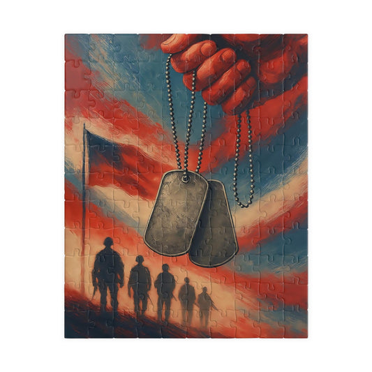 Patriotic Military Puzzle, Veteran Tribute Jigsaw, Memorial Day Gift, Family Game Night, Military Decor, American Flag Art