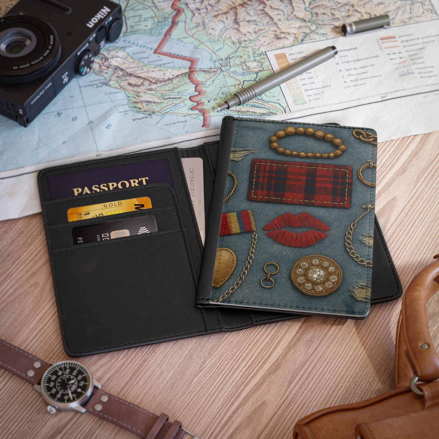 Red Lips Passport Cover - Travel Essential, Travel Gift, Personalized Travel Accessory, Lips Art, Wanderlust Essentials