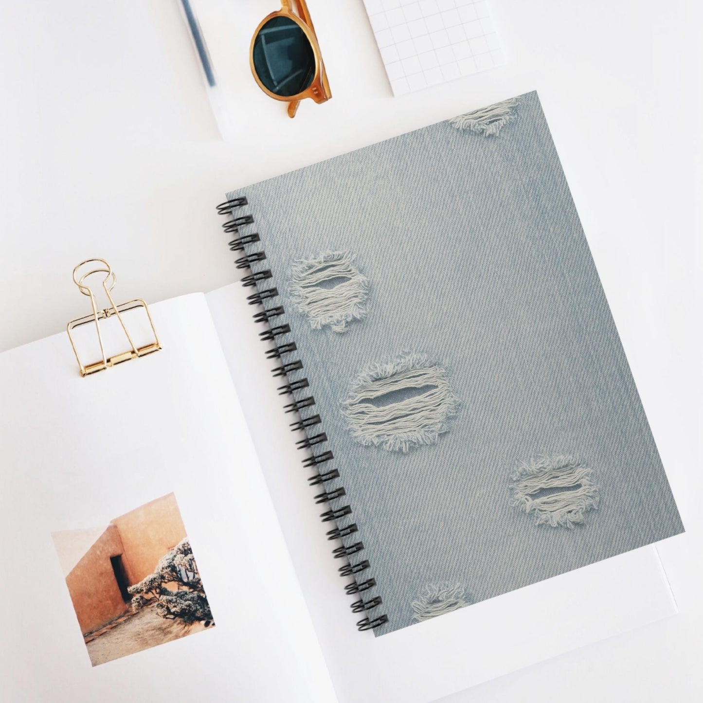 Denim-Style Spiral Notebook - Ruled Line, Casual Note Taking, Journal, Back to School, Gift for Teens, Creative Writing