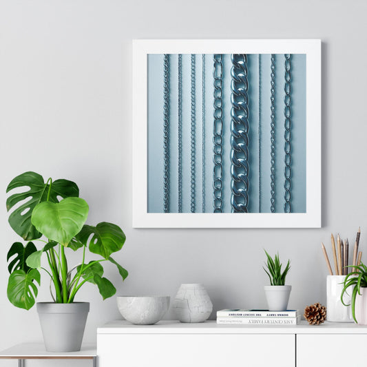 Modern Chain Framed Vertical Poster, Wall Art Decor, Industrial Aesthetic, Home Office Decoration, Gift for Him, Minimalist Design