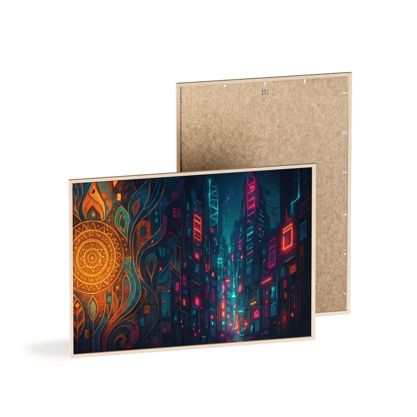 Vibrant Cityscape Wall Art, Framed Art for Home Decor, Futuristic Boho, Abstract Wall Art, Modern Living Room Accent