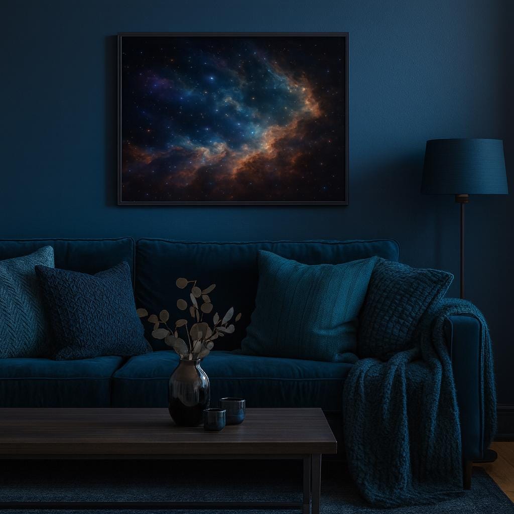 Celestial Art Print with Wooden Frame, Cosmic Wall Decor, Space-Themed Gift, Astronomical Art, Galaxy Art for Home, Modern Framed Art
