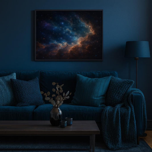 Celestial Art Print with Wooden Frame, Cosmic Wall Decor, Space-Themed Gift, Astronomical Art, Galaxy Art for Home, Modern Framed Art