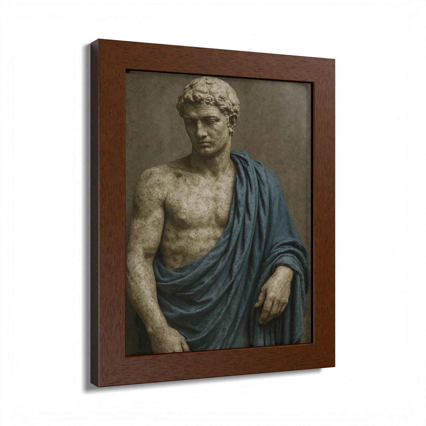 Blue Stature | Classical Statue with Blue Drape | Digital Download Wall Art